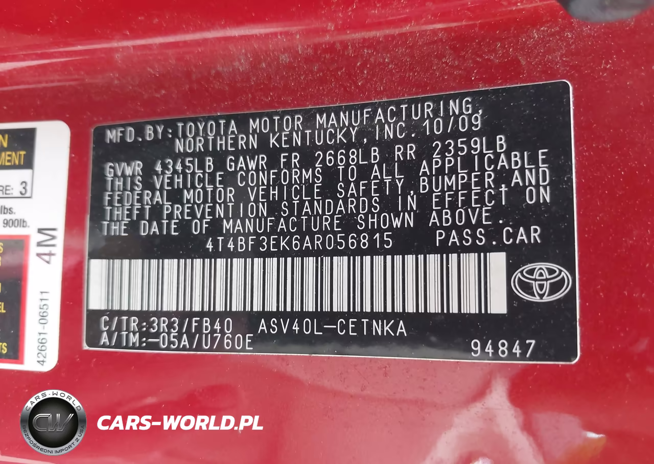 2010 Toyota Camry Le VIN:4T4BF3EK6AR056815 - 9