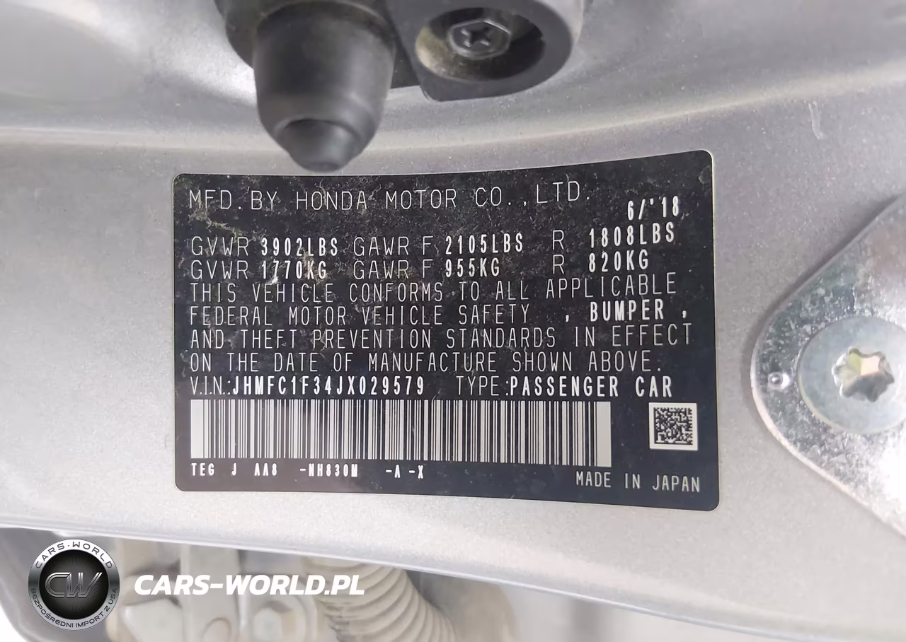 2018 Honda Civic Ex-T VIN:JHMFC1F34JX029579 - 9