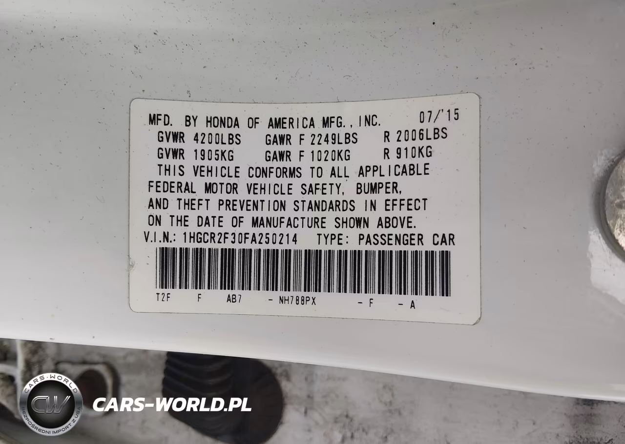 2015 Honda Accord Lx VIN:1HGCR2F30FA250214 - 9
