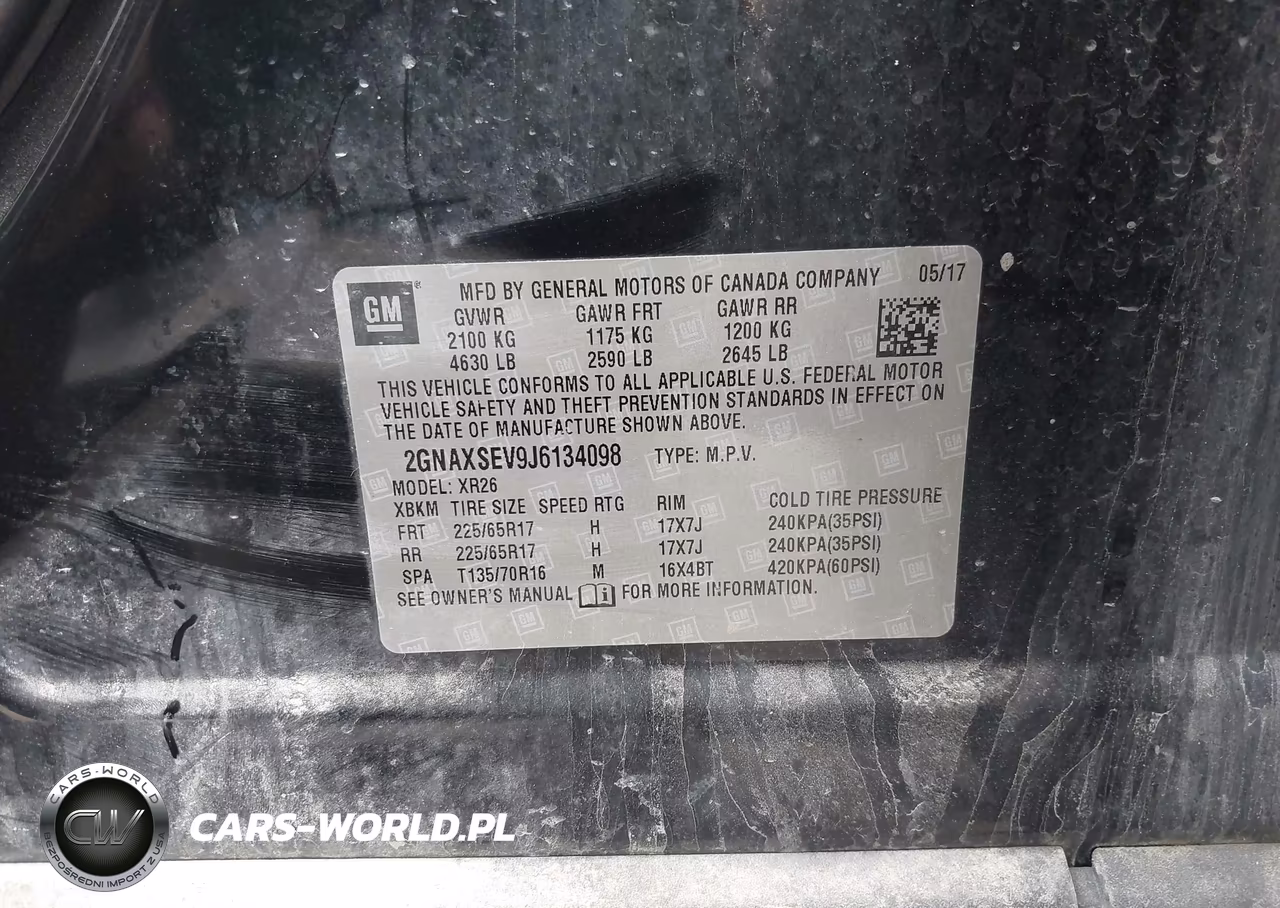 2018 Chevrolet Equinox Lt VIN:2GNAXSEV9J6134098 - 9