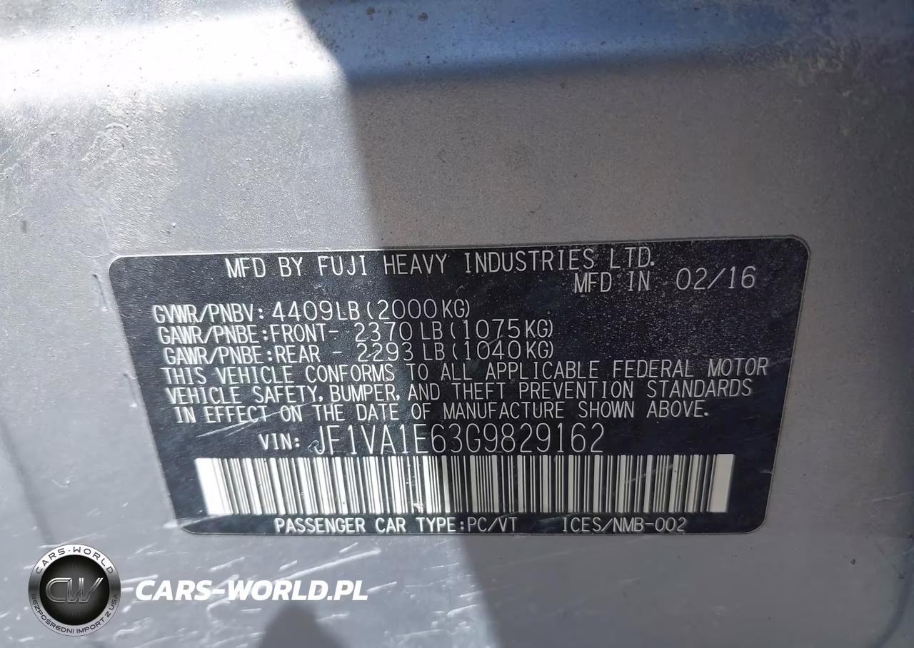 2016 Subaru Wrx Premium VIN:JF1VA1E63G9829162 - 9
