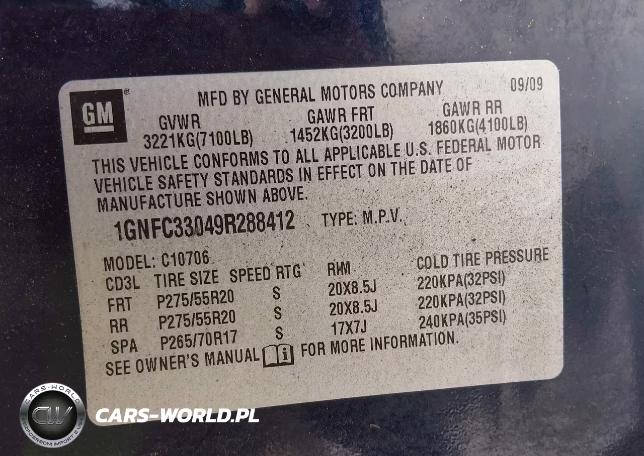 2009 Chevrolet Tahoe Ltz VIN:1GNFC33049R288412 - 9
