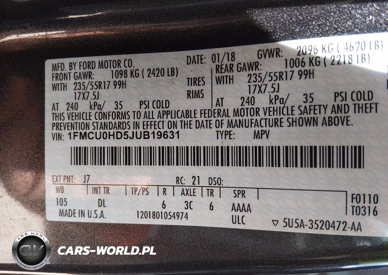 2018 Ford Escape Sel VIN:1FMCU0HD5JUB19631 - 9