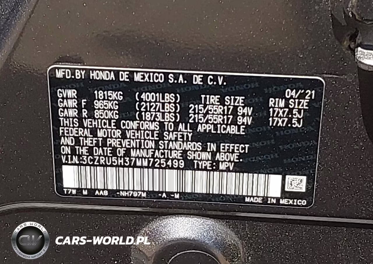 2021 Honda Hr-V 2Wd Lx VIN:3CZRU5H37MM725499 - 9
