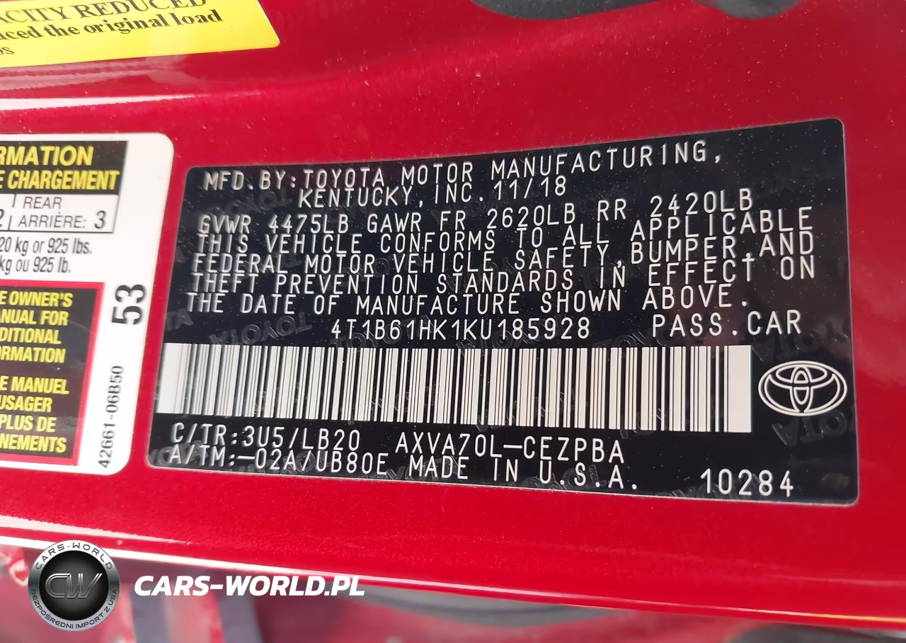 2019 Toyota Camry Xse VIN:4T1B61HK1KU185928 - 9