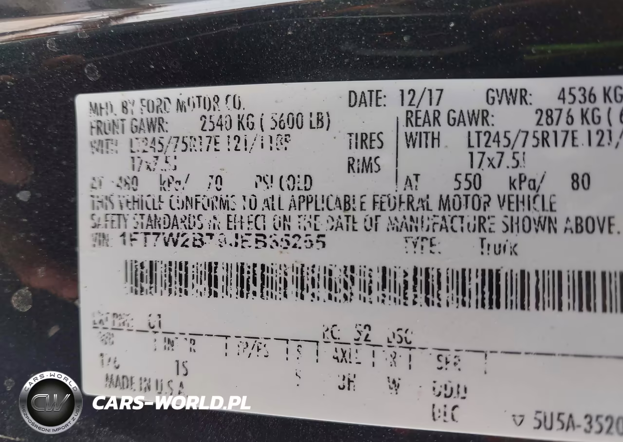 2018 Ford F-250 Xl VIN:1FT7W2BT9JEB35255 - 9