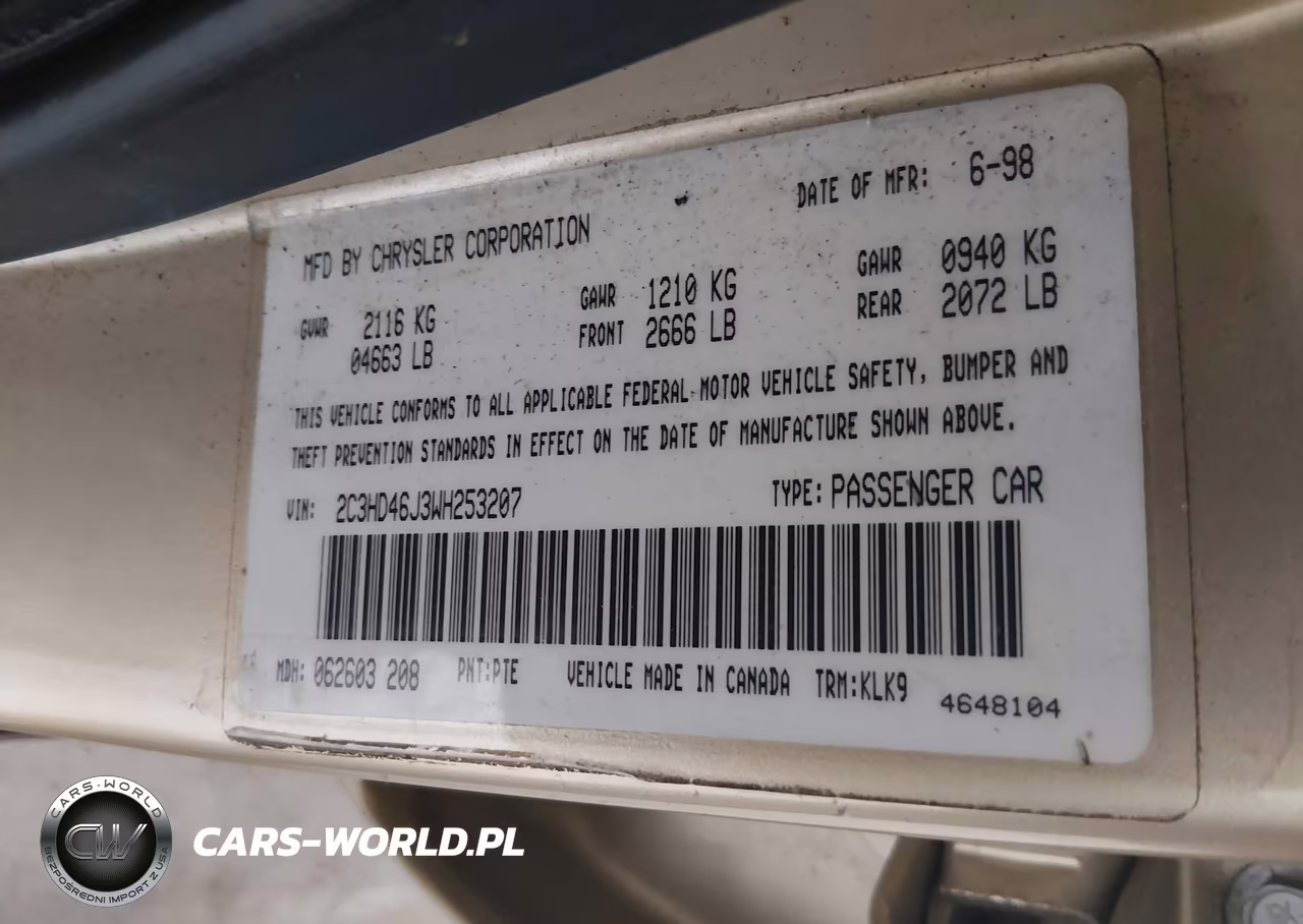 1998 Chrysler Concorde Lx VIN:2C3HD46J3WH253207 - 9