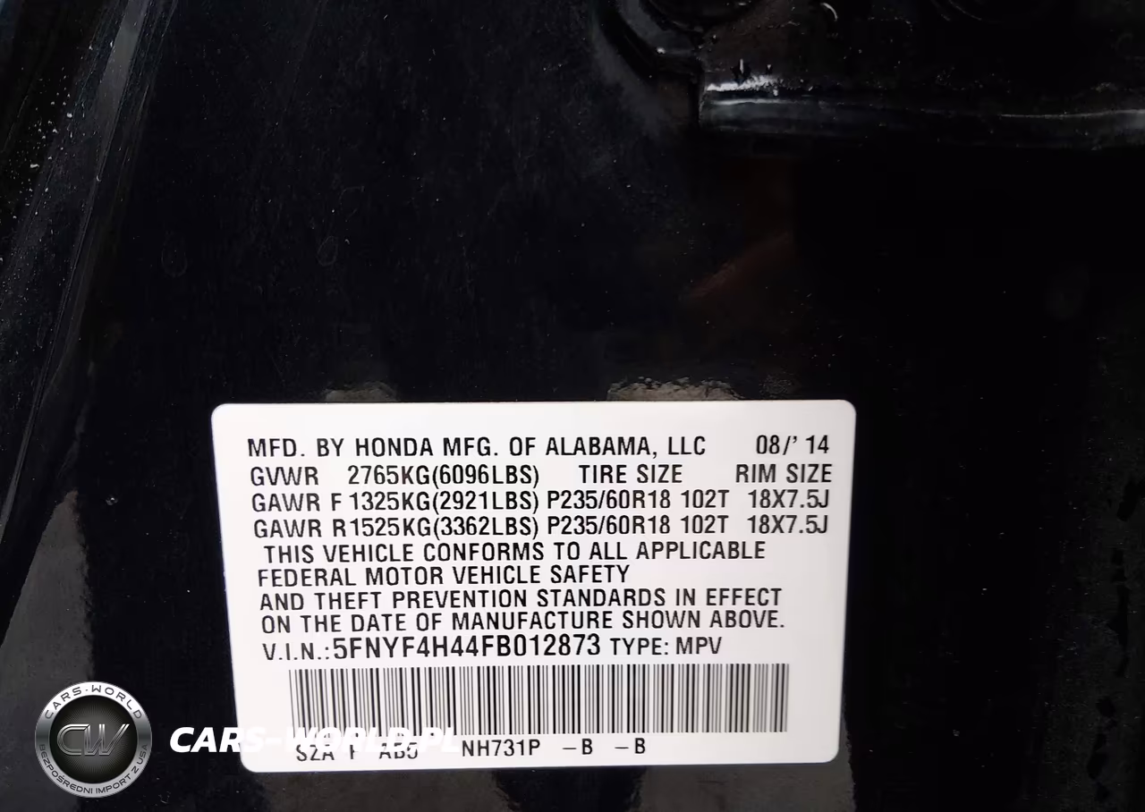 2015 Honda Pilot Ex VIN:5FNYF4H44FB012873 - 9