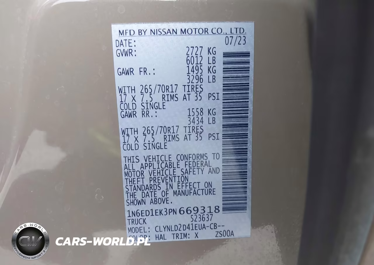 2023 Nissan Frontier Pro-4X 4X4 VIN:1N6ED1EK3PN669318 - 9