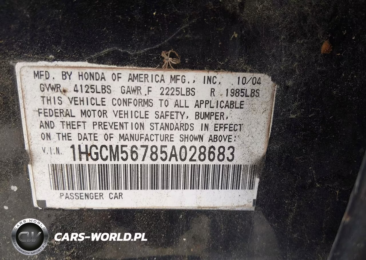 2005 Honda Accord 2.4 Ex VIN:1HGCM56785A028683 - 9