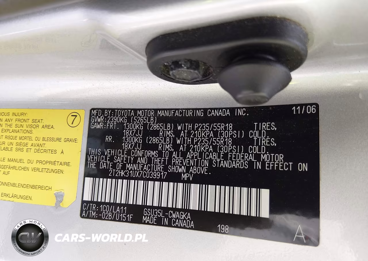 2007 Lexus Rx 350 VIN:2T2HK31UX7C039917 - 9