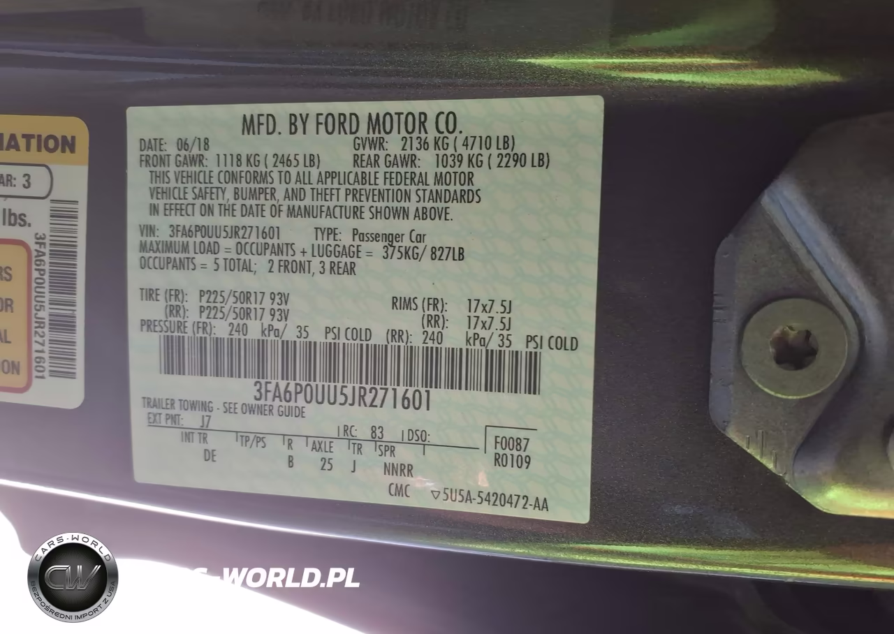 2018 Ford Fusion Hybrid S VIN:3FA6P0UU5JR271601 - 9