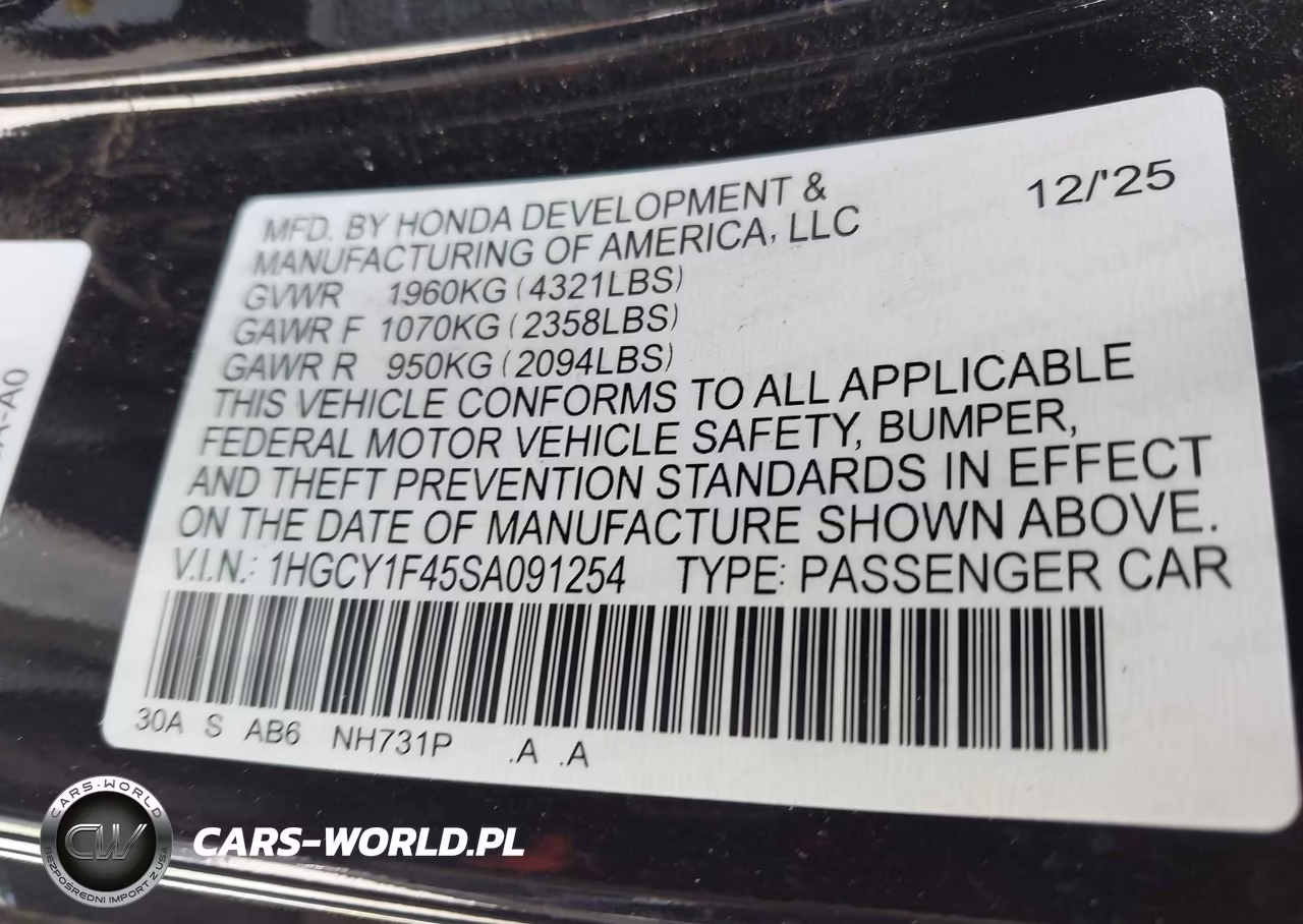 2025 Honda Accord Se VIN:1HGCY1F45SA091254 - 9