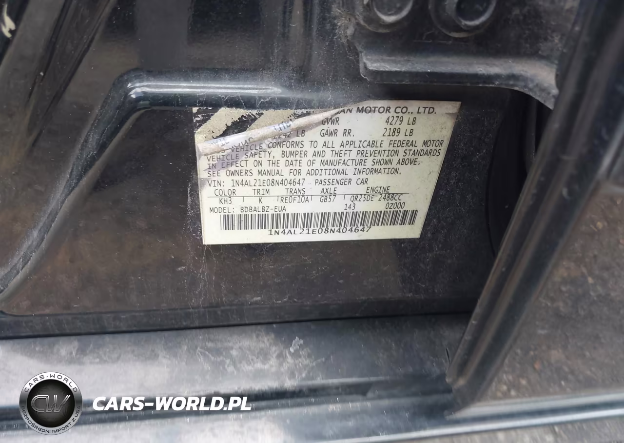 2008 Nissan Altima 2.5 S VIN:1N4AL21E08N404647 - 9