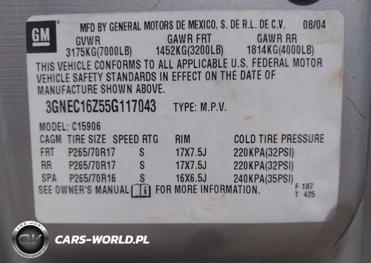 2005 Chevrolet Suburban 1500 Lt VIN:3GNEC16Z55G117043 - 9