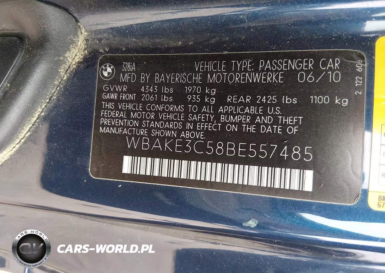 2011 BMW 328I VIN:WBAKE3C58BE557485 - 9