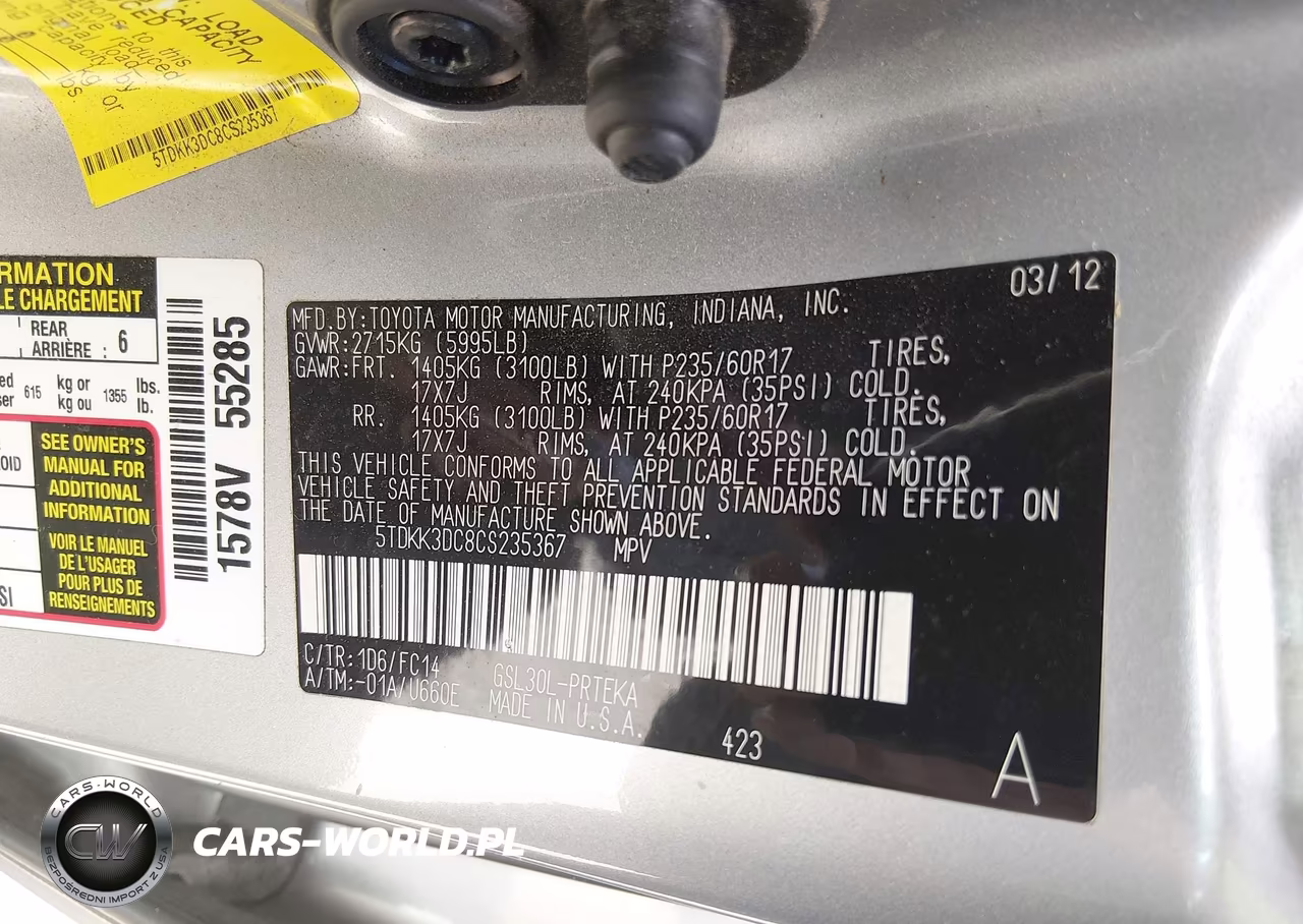 2012 Toyota Sienna Le V6 8 Passenger VIN:5TDKK3DC8CS235367 - 9