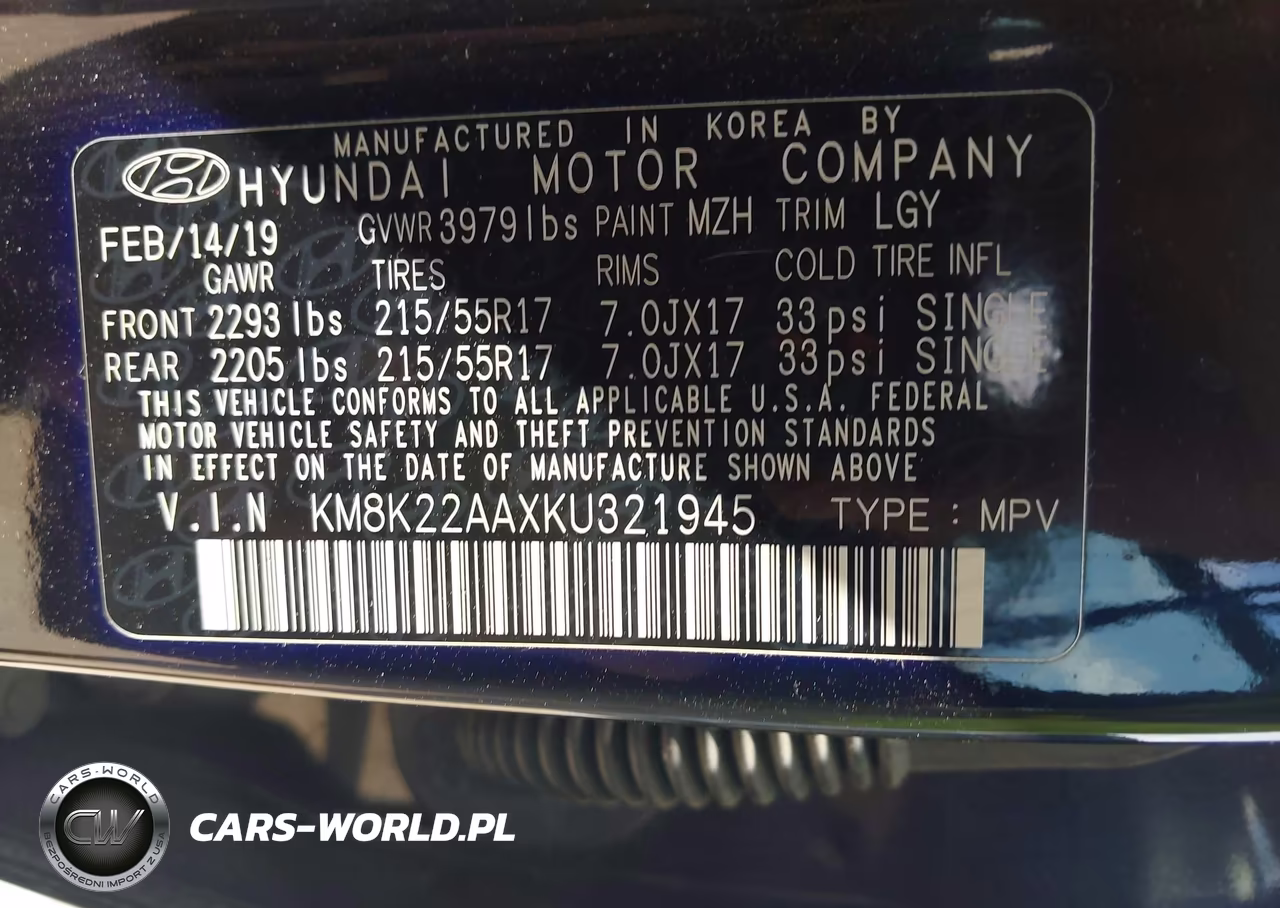 2019 Hyundai Kona Sel VIN:KM8K22AAXKU321945 - 9