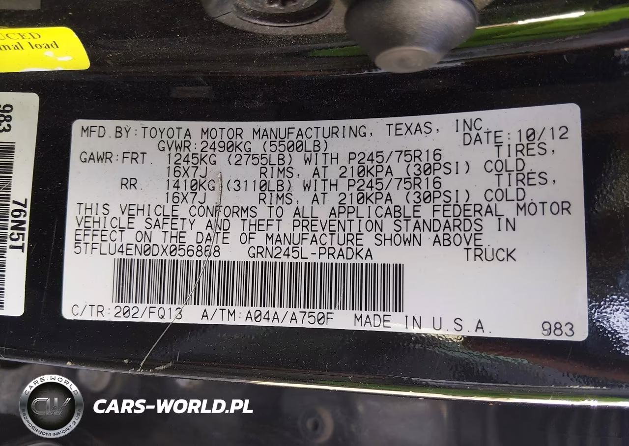 2013 Toyota Tacoma Base V6 VIN:5TFLU4EN0DX056868 - 9