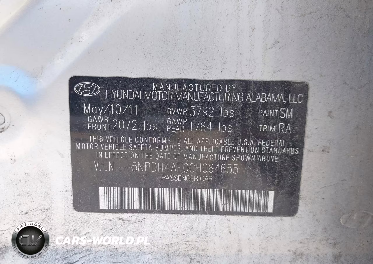 2012 Hyundai Elantra Gls VIN:5NPDH4AE0CH064655 - 9