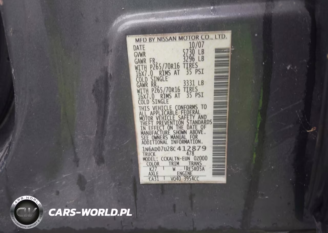 2008 Nissan Frontier Se VIN:1N6AD07U28C412879 - 9