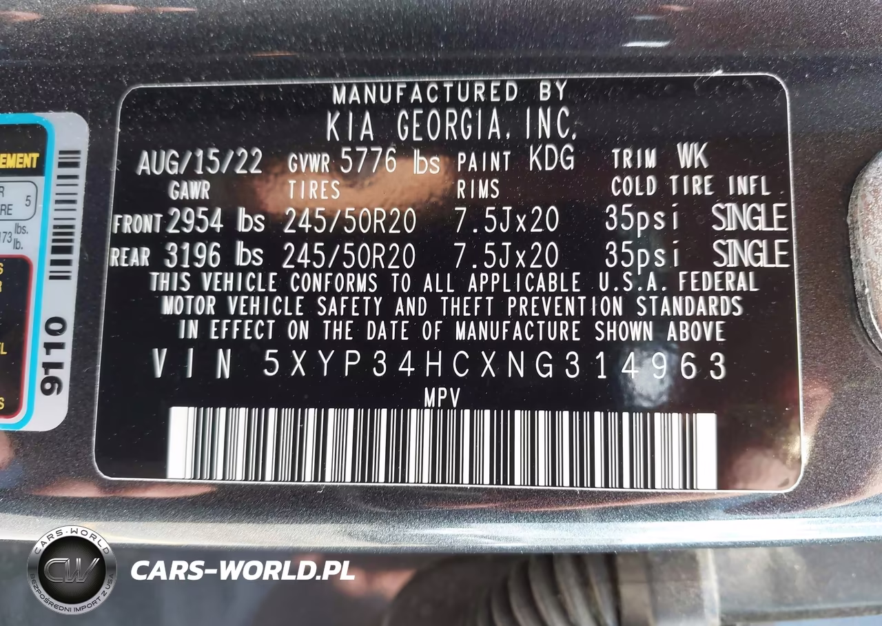 2022 Kia Telluride Ex VIN:5XYP34HCXNG314963 - 9