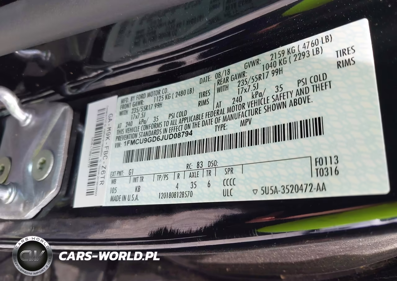2018 Ford Escape Se VIN:1FMCU9GD6JUD08794 - 9