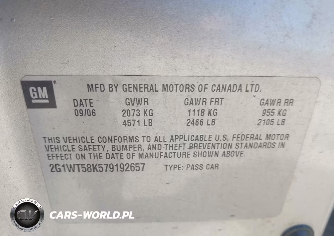 2007 Chevrolet Impala 3.5L Lt VIN:2G1WT58K579192657 - 9