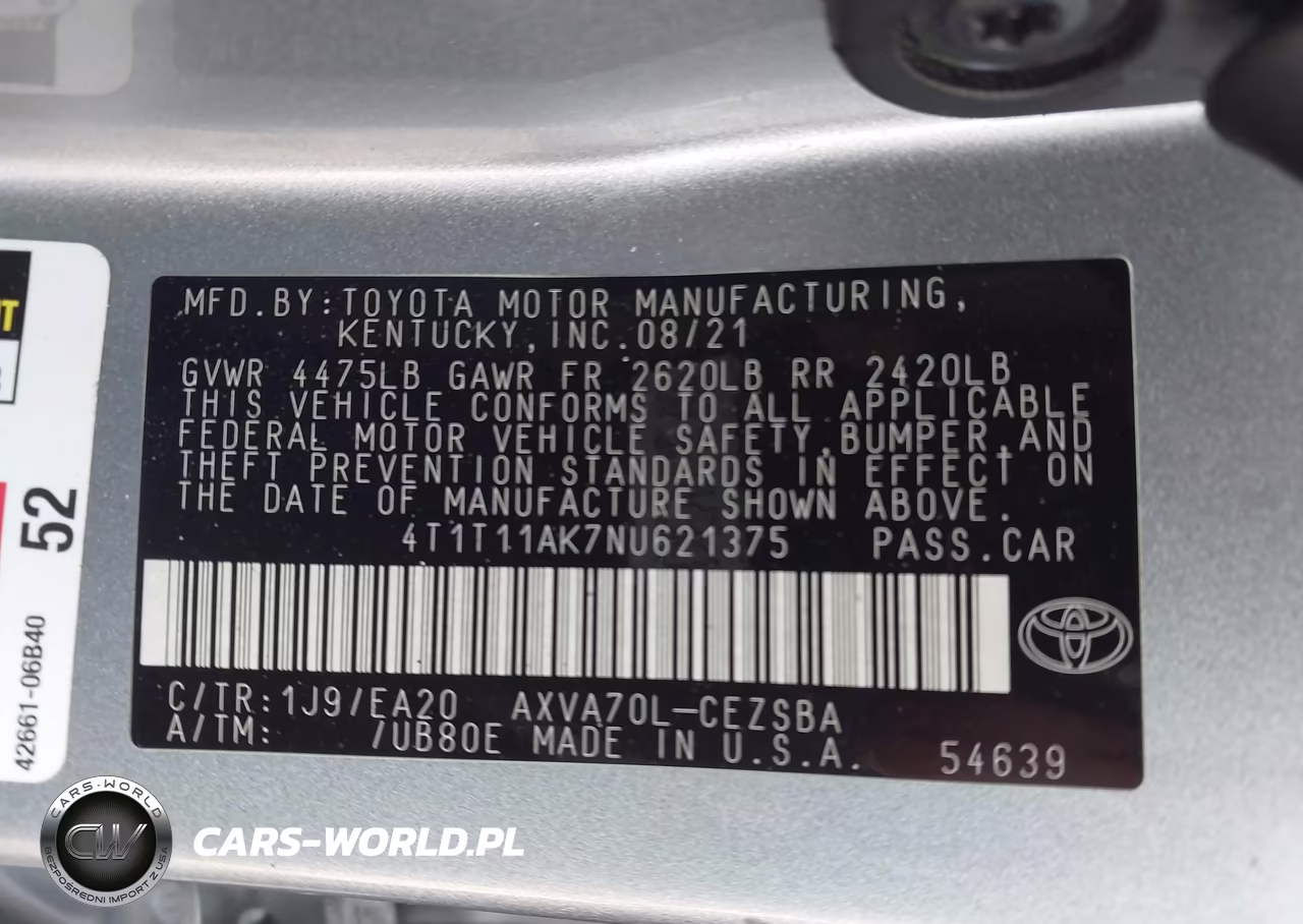 2022 Toyota Camry Se VIN:4T1T11AK7NU621375 - 9