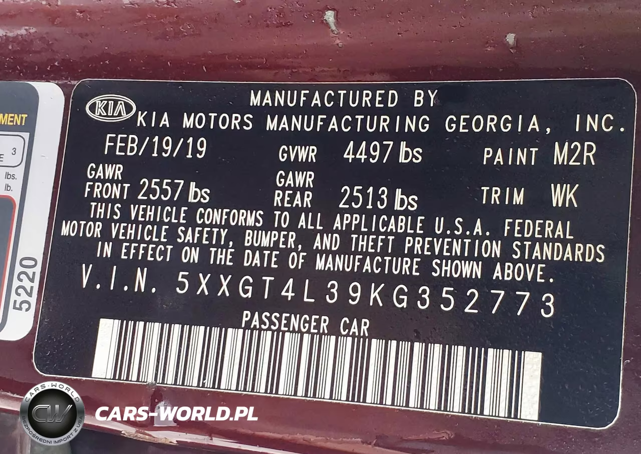 2019 Kia Optima Lx VIN:5XXGT4L39KG352773 - 9