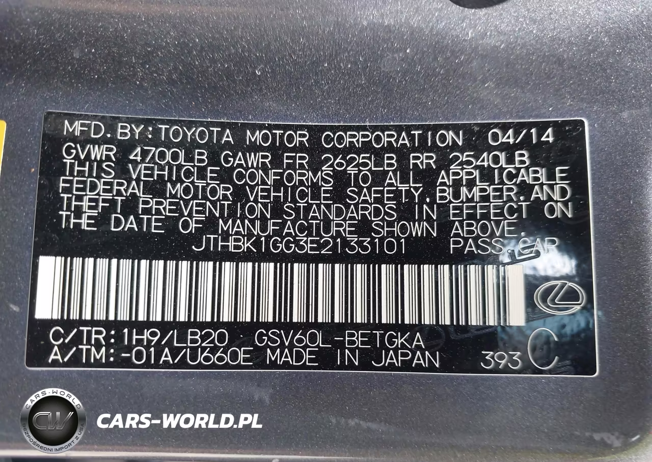 2014 Lexus Es 350 VIN:JTHBK1GG3E2133101 - 9