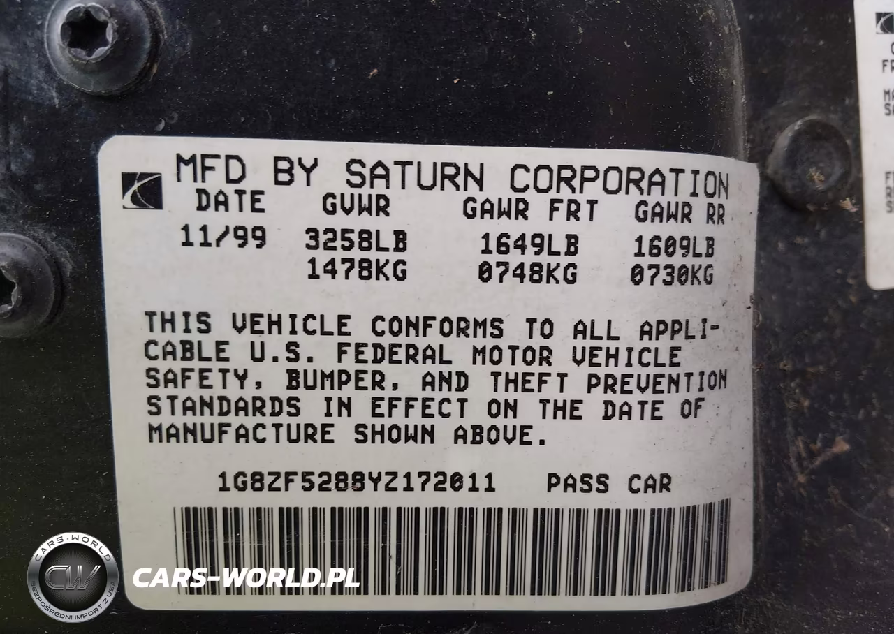 2000 Saturn Sl VIN:1G8ZF5288YZ172011 - 9