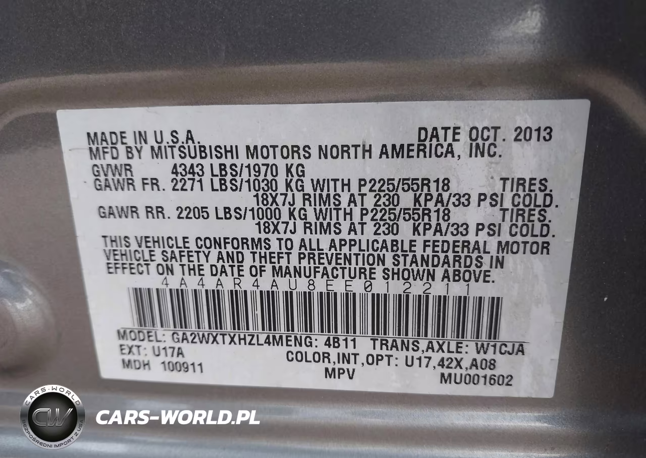 2014 Mitsubishi Outlander Sport Se VIN:4A4AR4AU8EE012211 - 9
