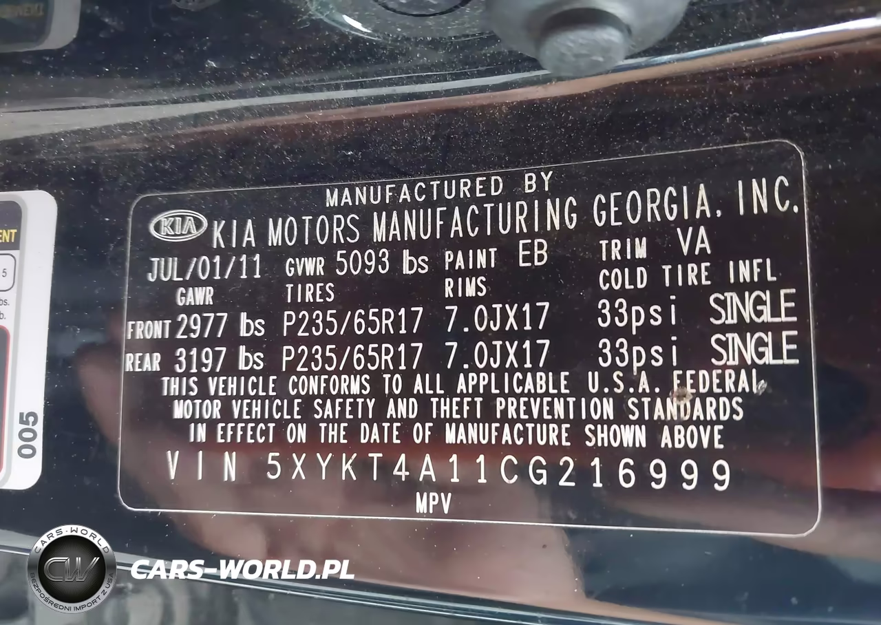 2012 Kia Sorento Lx VIN:5XYKT4A11CG216999 - 9