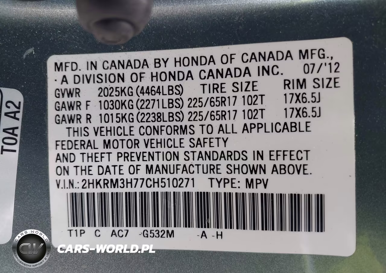 2012 Honda Cr-V Ex-L VIN:2HKRM3H77CH510271 - 9