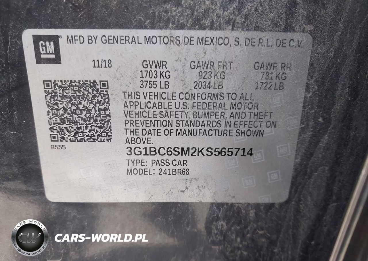 2019 Chevrolet Cruze Ls VIN:3G1BC6SM2KS565714 - 9