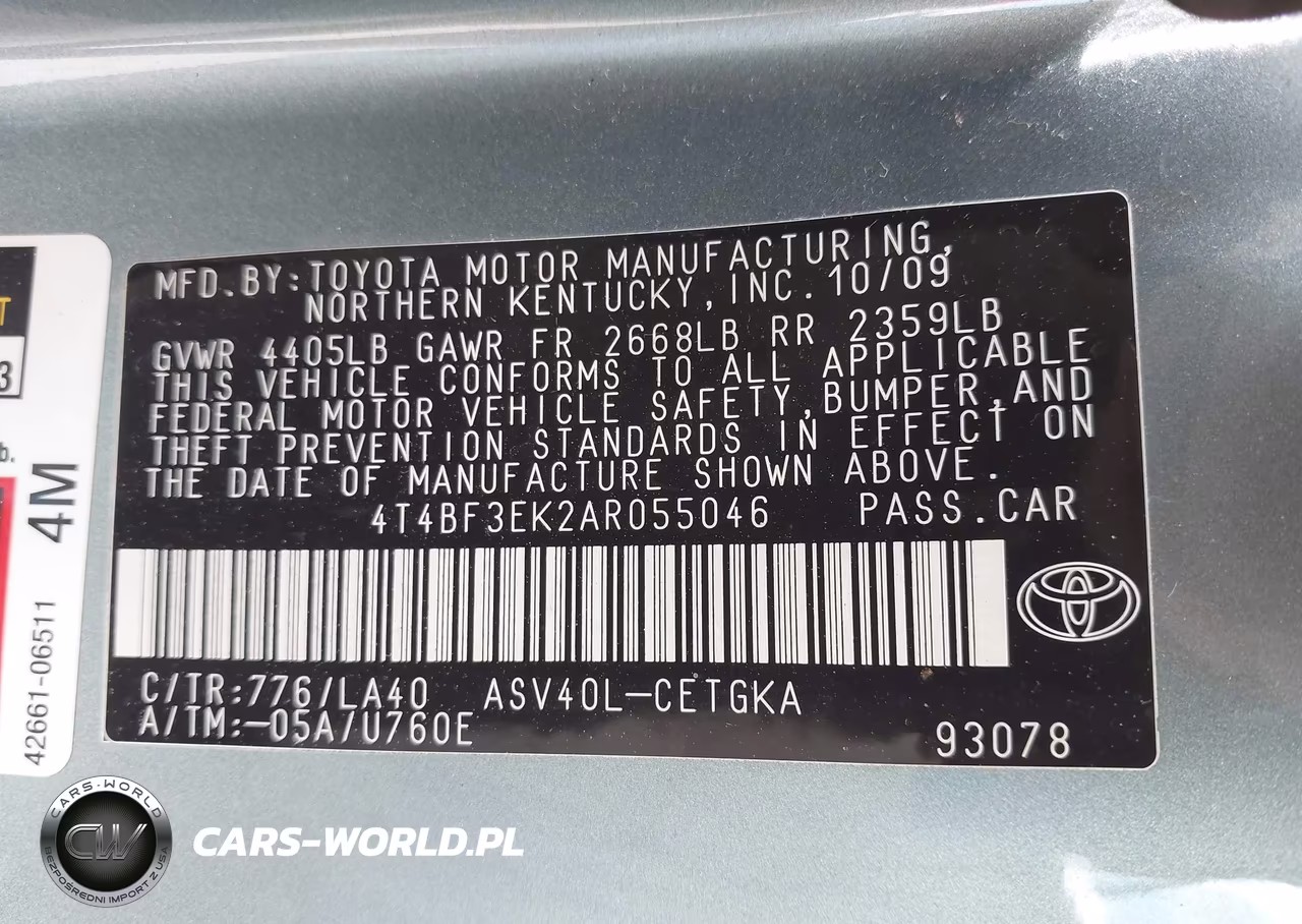 2010 Toyota Camry Xle VIN:4T4BF3EK2AR055046 - 9