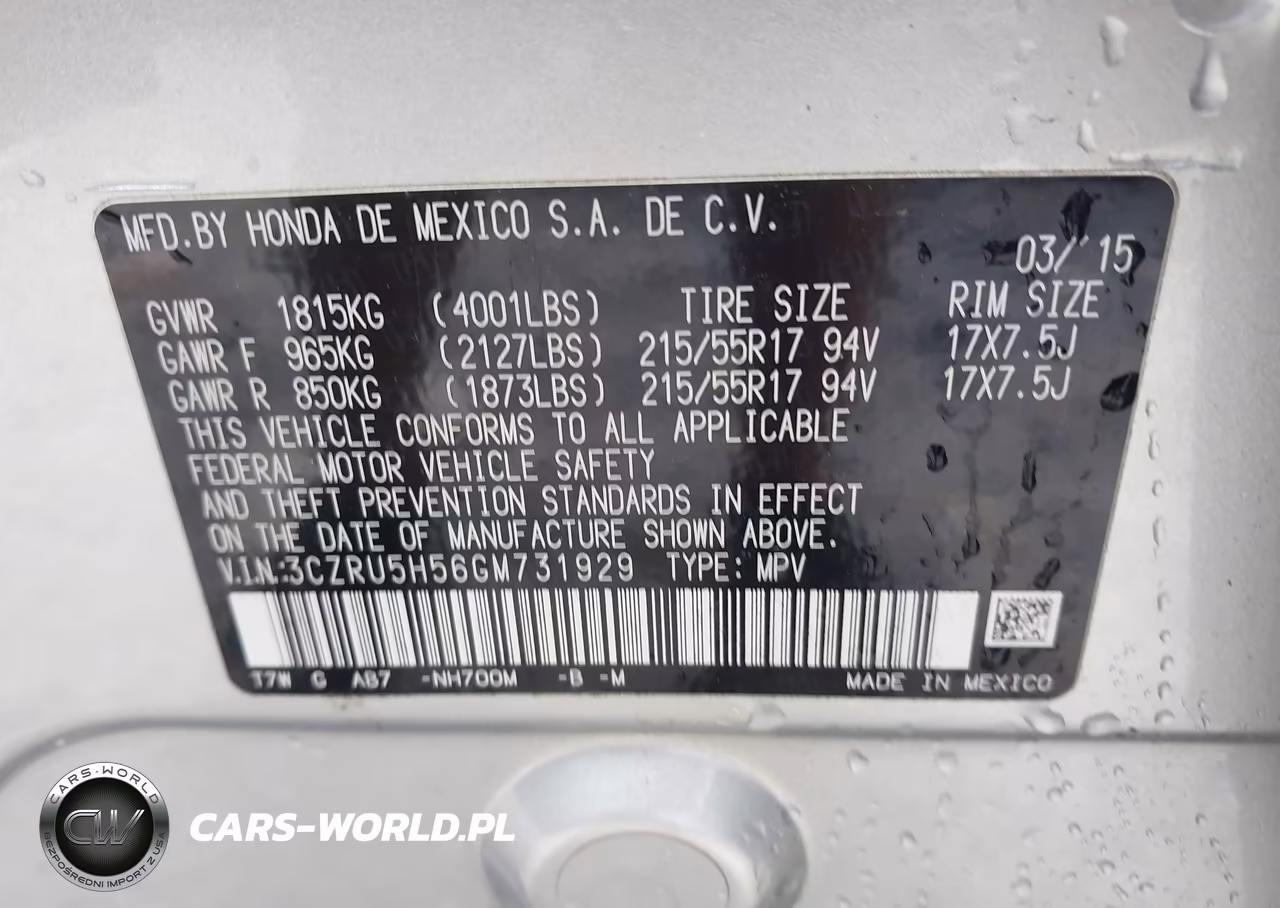 2016 Honda Hr-V Ex VIN:3CZRU5H56GM731929 - 9