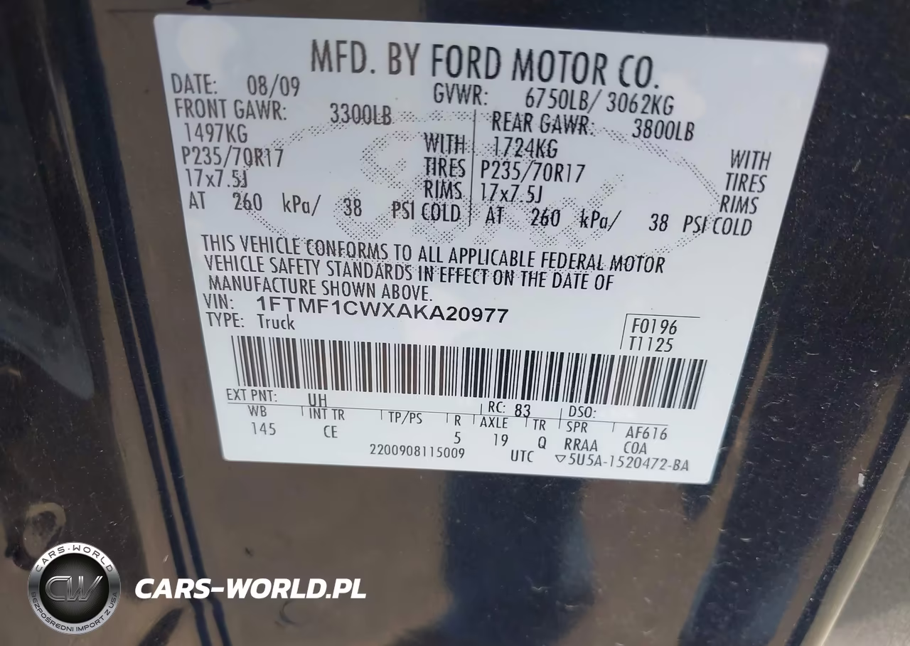 2010 Ford F-150 Stx-Xl-Xl W-Mid-Box Prep-Xlt-Xlt W-Mid-Box Prep VIN:1FTMF1CWXAKA20977 - 9