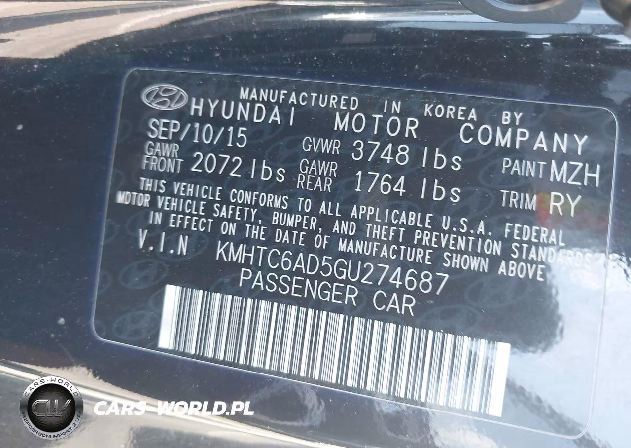 2016 Hyundai Veloster VIN:KMHTC6AD5GU274687 - 9