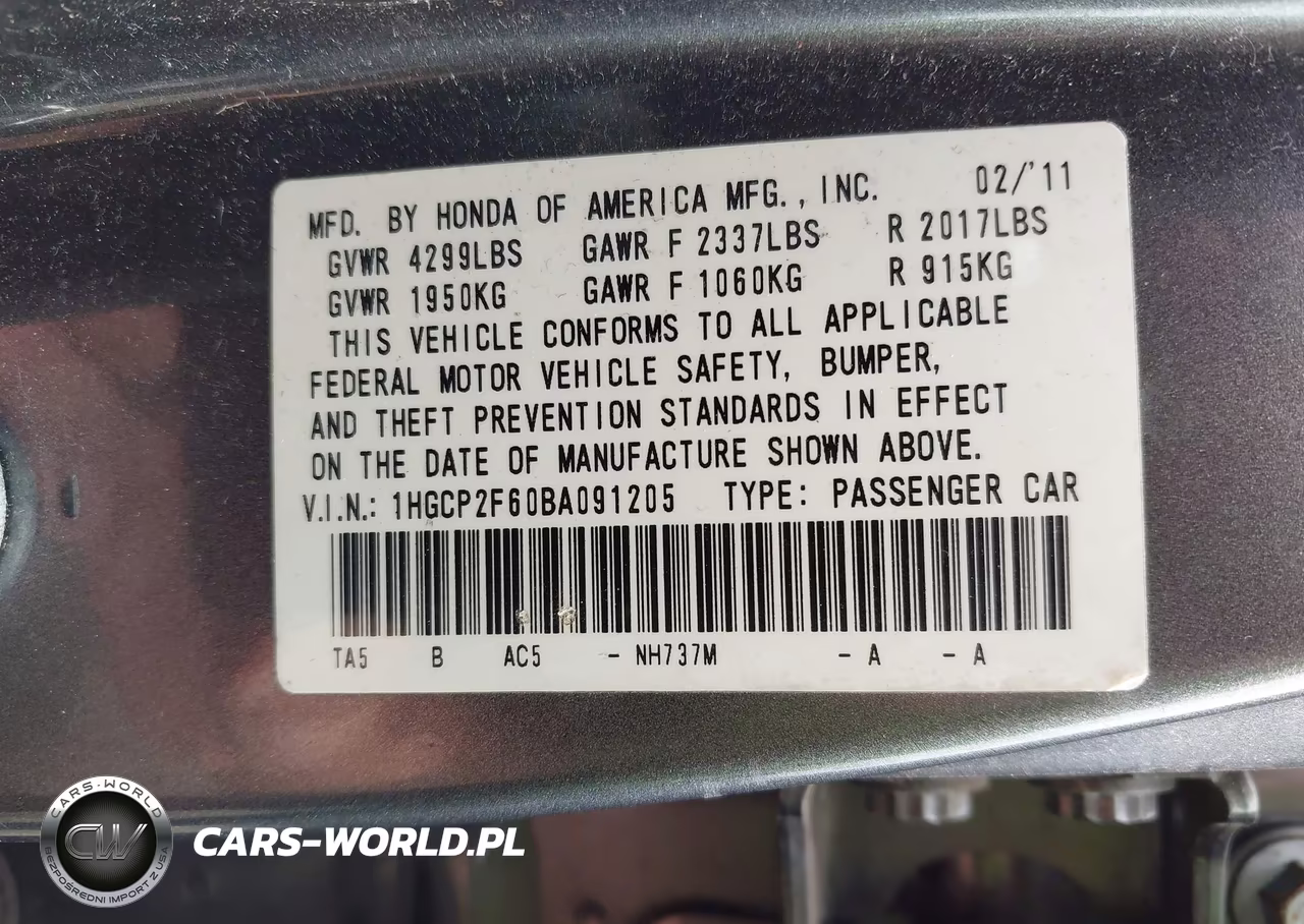 2011 Honda Accord 2.4 Se VIN:1HGCP2F60BA091205 - 9