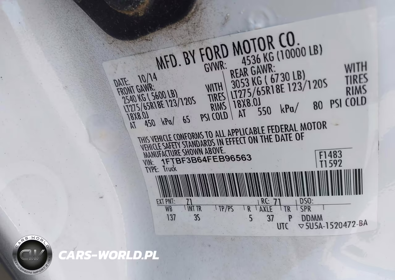 2015 Ford F350 Super Duty VIN:1FTBF3B64FEB96563 - 9