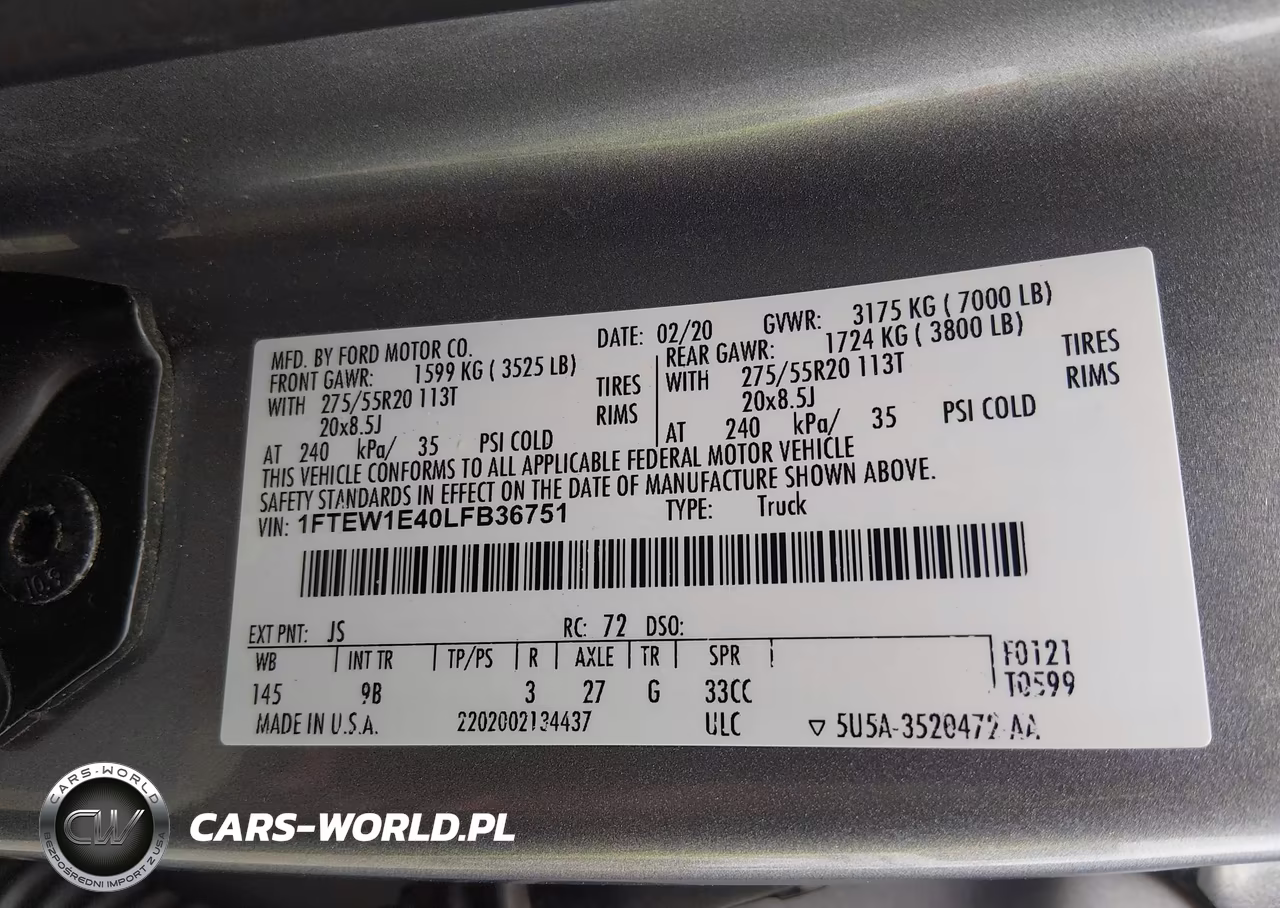2020 Ford F-150 Platinum VIN:1FTEW1E40LFB36751 - 9