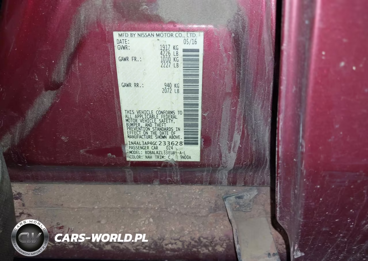 2016 Nissan Altima 2.5 Sl VIN:1N4AL3AP4GC233628 - 9