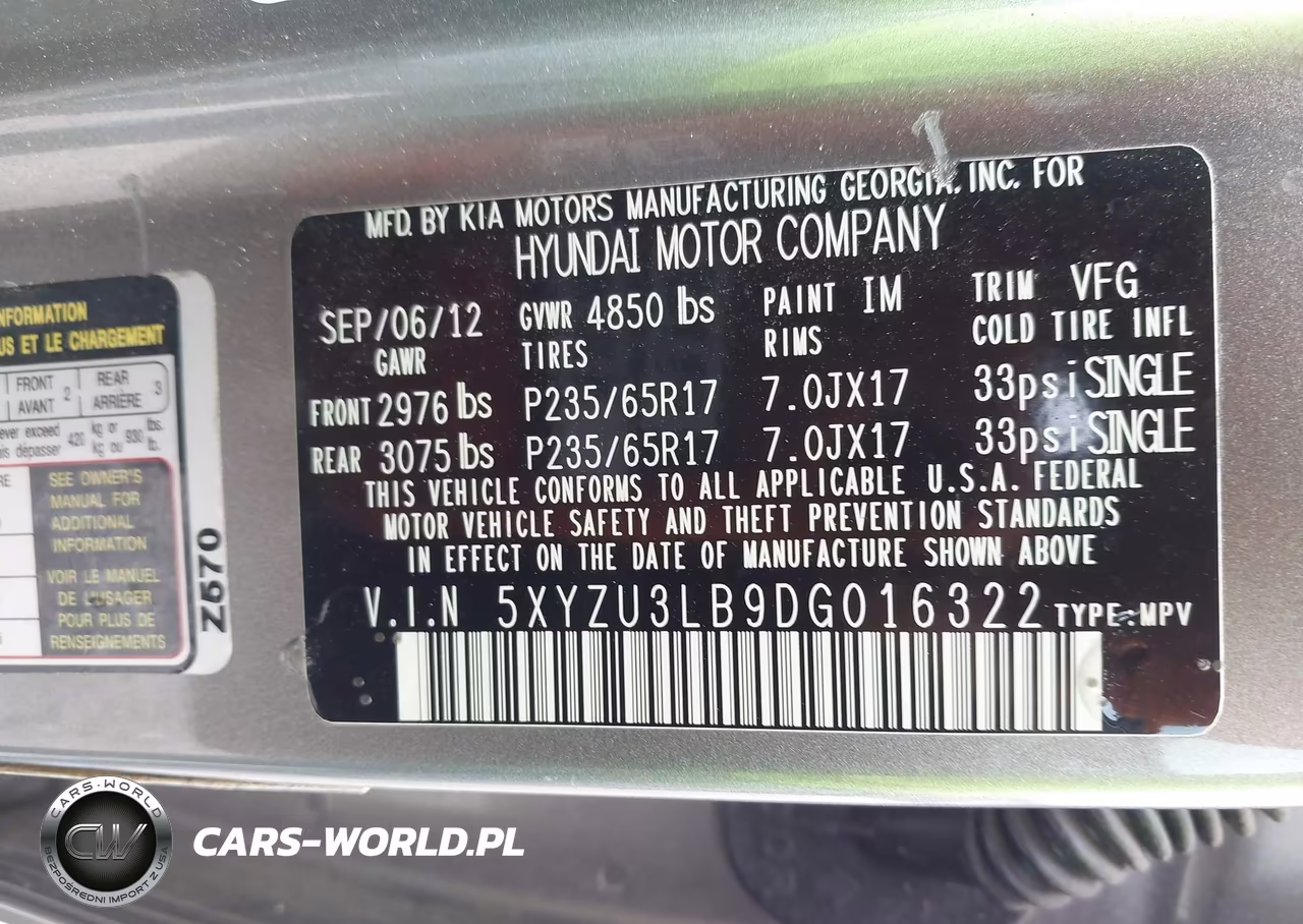 2013 Hyundai Santa Fe Sport VIN:5XYZU3LB9DG016322 - 9