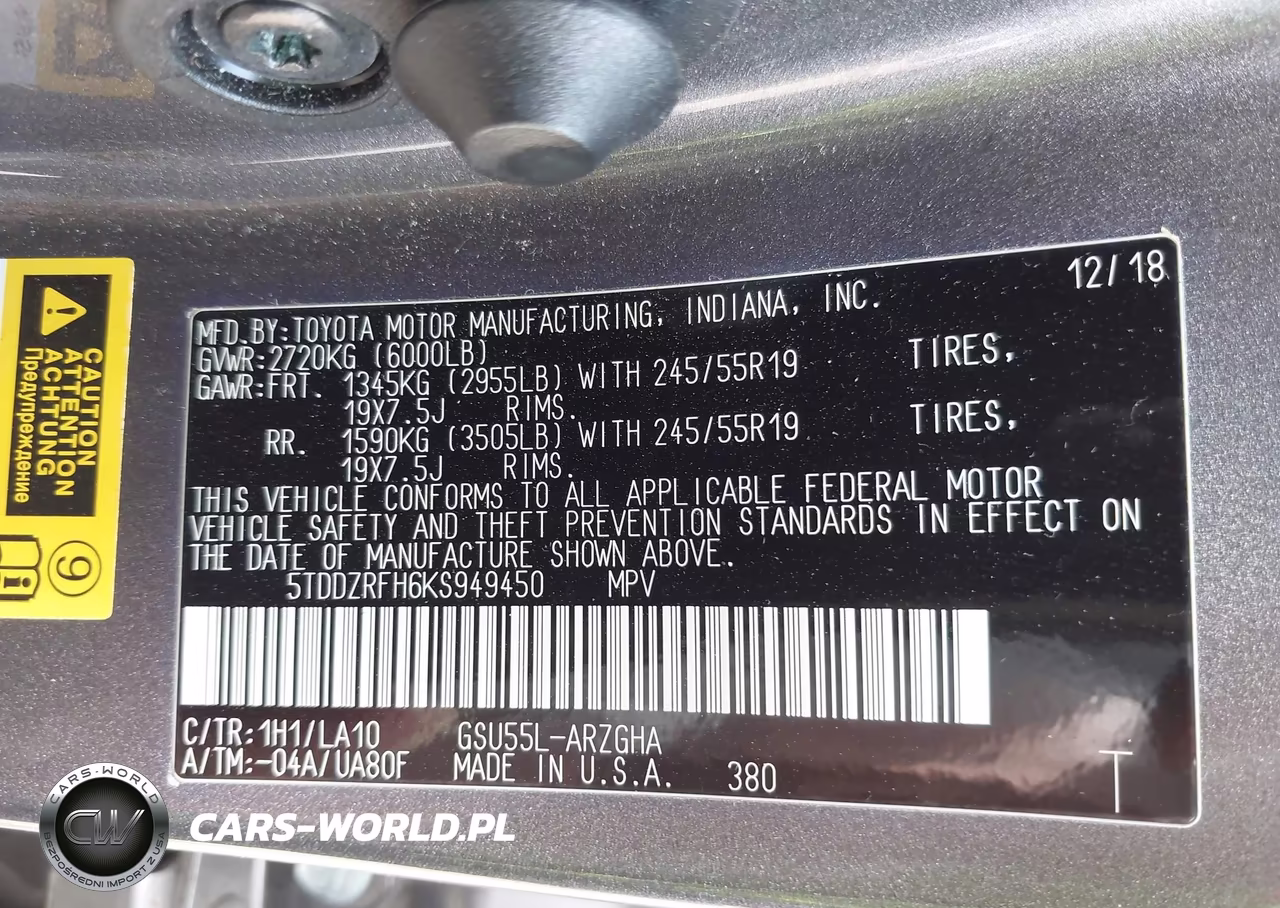 2019 Toyota Highlander Limited VIN:5TDDZRFH6KS949450 - 9