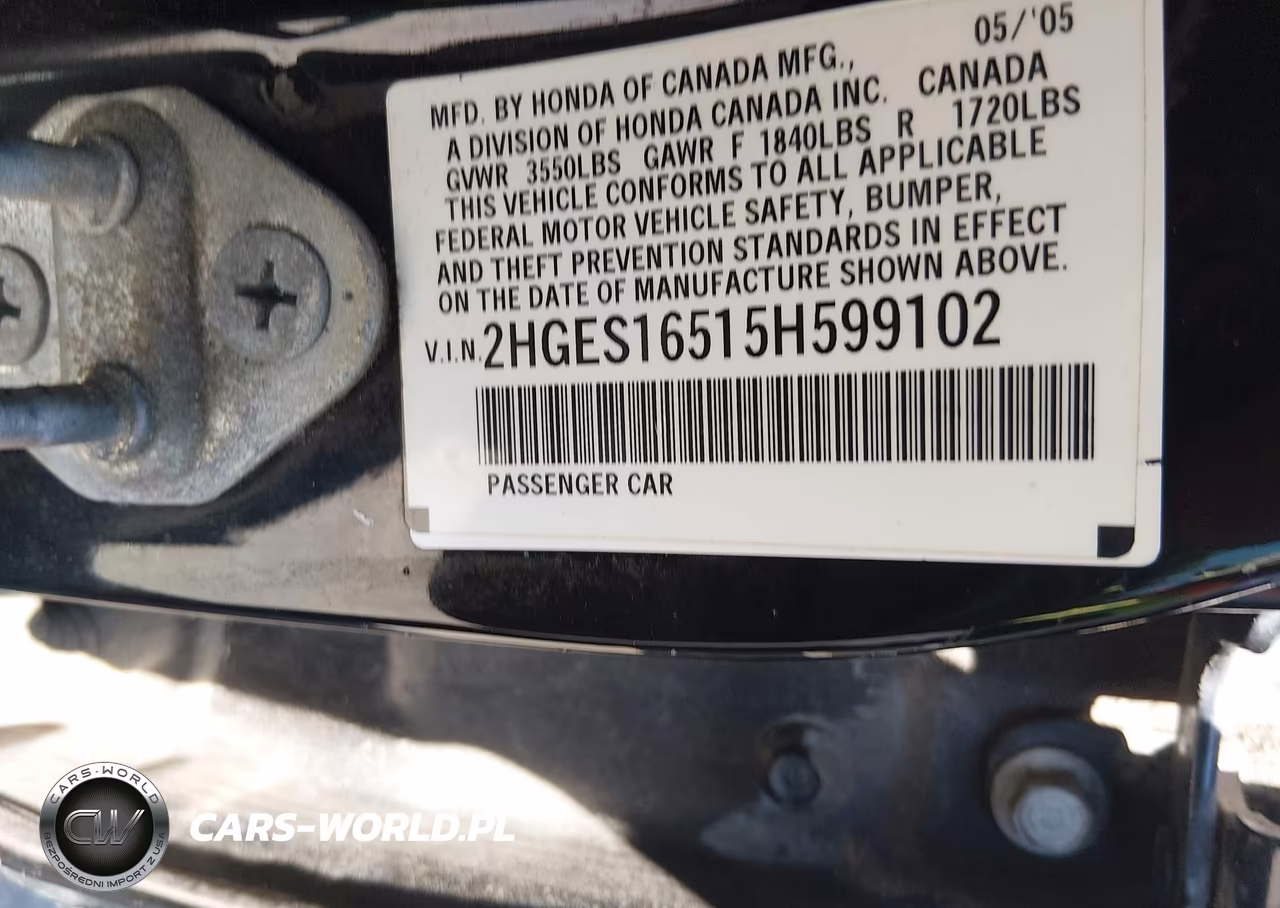 2005 Honda Civic Lx VIN:2HGES16515H599102 - 9