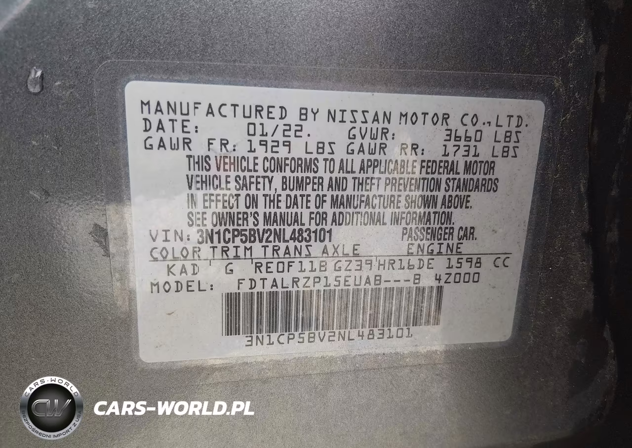 2022 Nissan Kicks S Xtronic Cvt VIN:3N1CP5BV2NL483101 - 9