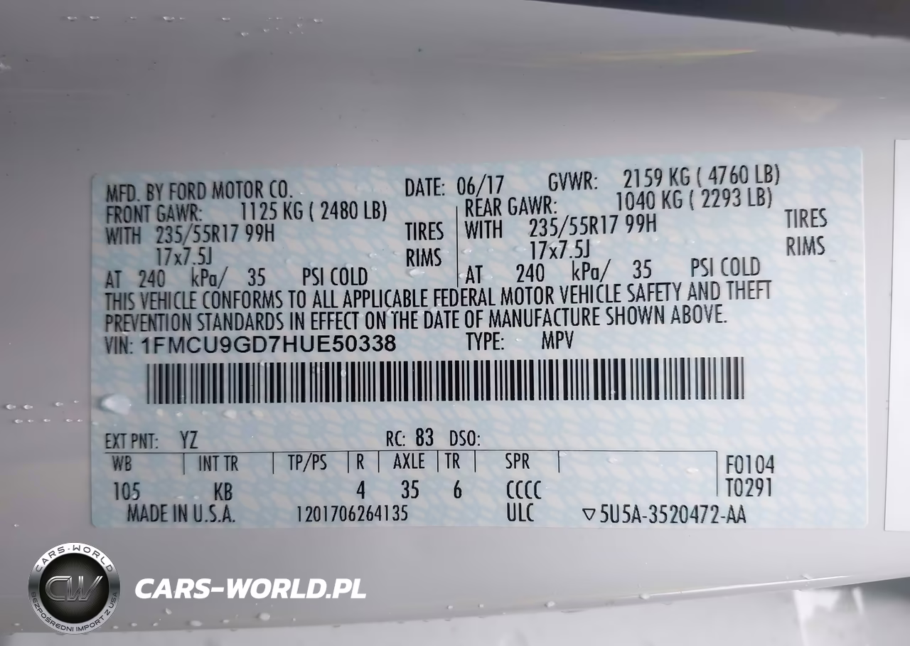2017 Ford Escape Se VIN:1FMCU9GD7HUE50338 - 9
