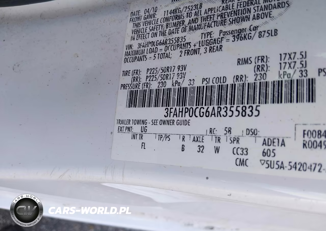 2010 Ford Fusion Sel VIN:3FAHP0CG6AR355835 - 9